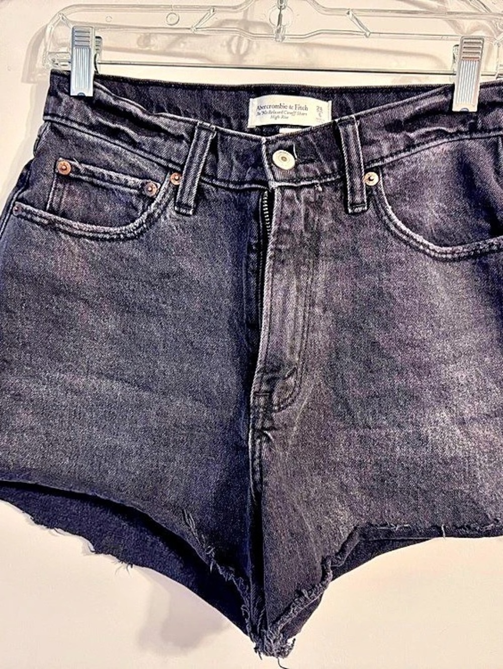 Abercrombie & Fitch Curve Love High Rise 90s Relaxed Cutoff Short Black Waist 28